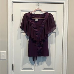 Marc‎ Bouwer Women’s Purple Flutter Sleeve Blouse Romantic Feminine